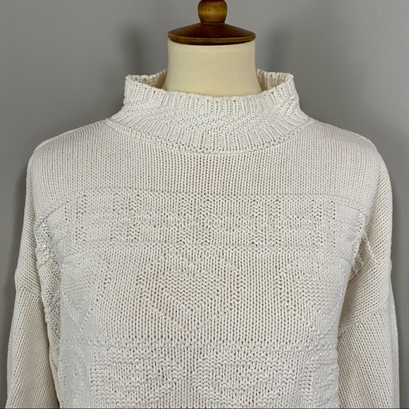 Vintage 90's White Stag Mock-Neck Ivory Sweater - Picture 4 of 12